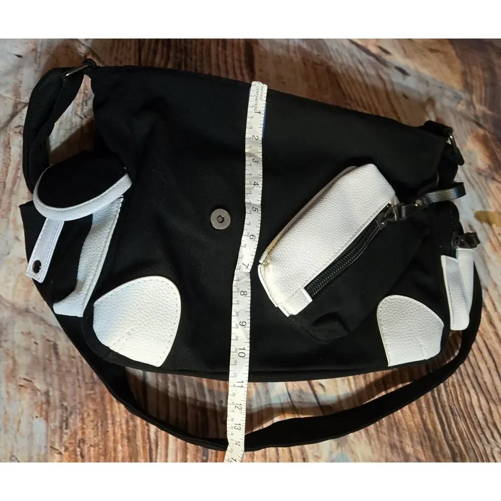 Yorozuya Gin-chan(Gin-Silver)Messenger bag white/ black Faux leather and Canvas